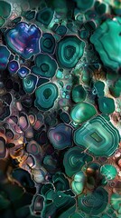 Wall Mural - Abstract close-up of a green, blue and brown gemstone. AI.