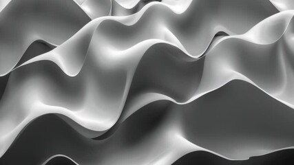 Wall Mural - Abstract futuristic wallpaper with dynamic black and white wave pattern. Lines create movement and texture, transitioning between silver and black areas.