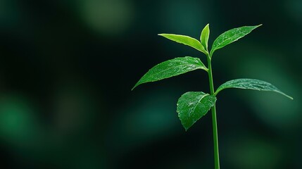 Wall Mural - A vibrant small green plant captured up close, with a beautifully blurred background enhancing its lush color.