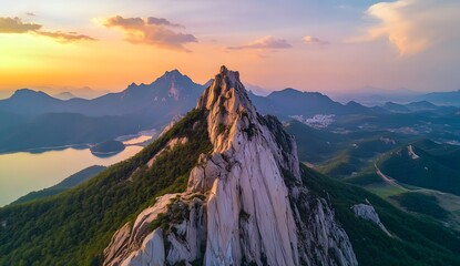 Wall Mural - Majestic Mountain Peak Sunset Landscape