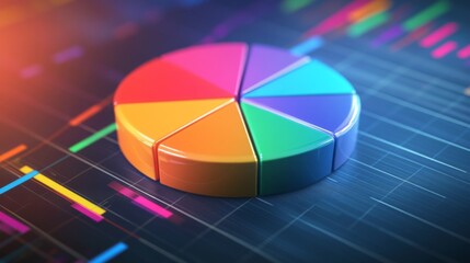 Aufkleber - Colorful Pie Chart on Digital Background with Data Visualization