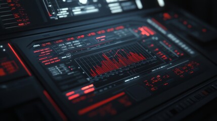 Poster - Advanced Data Analytics Interface with Red Graph and Digital Display