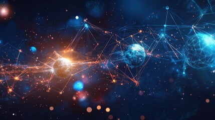 Wall Mural - Cosmic Connection of Spheres and Starry Elements in Dark Space