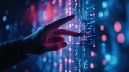 Digital Innovation: A Hand Interacting with a Futuristic Interface