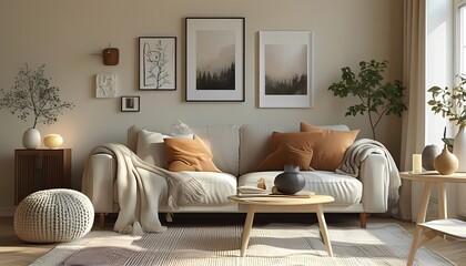 Cozy living room with neutral decor modern home interior design bright environment inviting viewpoint comfort and style