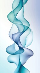 Poster - Abstract blue and green waves create a fluid, dynamic pattern on a light background, AI