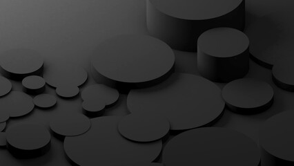 Wall Mural - abstract geometric background shapes black circle in relief, both high and low used to add different