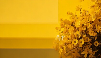 Wall Mural - Nostalgic color palettes of the sunshine yellow background with the yellow flowers.