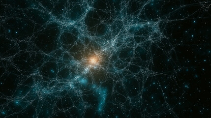 Wall Mural - abstract cosmic web connecting stars and galaxies in deep space