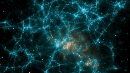 Wall Mural - cosmic web connecting galaxies and clusters in deep space