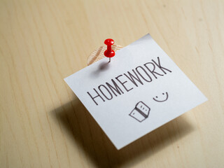 Poster - Homework reminder note study space document indoor close-up productivity tip