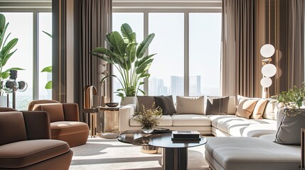 Sticker - Modern Luxury Living Room City View Apartment Design