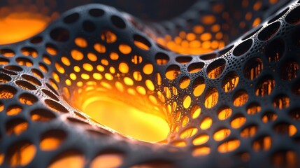 Abstract Lava Rock Structure Glowing Orange