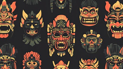 Wall Mural - A Collection Of Colorful Traditional Masks