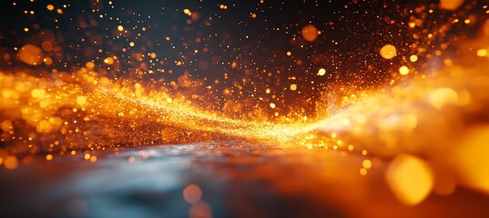 Wall Mural - shiny glitter blast orange lights sparkle. generative ai technology.