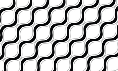 Poster - abstract monochrome geometric black grey smooth wave line pattern design can be used background.