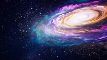 Wall Mural - flight through the galaxy with spreading nebula clouds, shiny stars and constellations