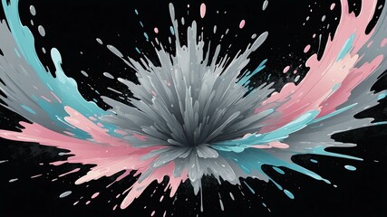 Wall Mural - gray liquid splash centered isolated on a black background
