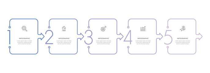 Wall Mural - business infographic template. thin line design with icons and 5 options or step