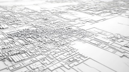 Detailed Zoning Map with Lines on White Background
