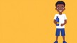 © Tuong - Joyful African Boy Holding Water Bottle - Illustrated Happiness
