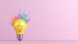 © Tuong - Colorful Liquid Paint Lightbulb on Purple Background - Creative Inspiration Concept