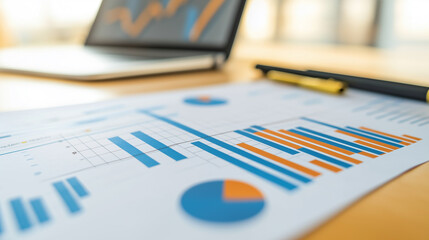 Canvas Print - corporate analytics dashboard-style infographic with bar charts, line graphs, and numerical kpis sho