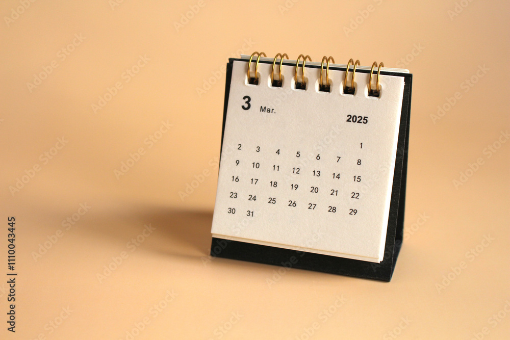 Monthly calendar template for the new year 2025 desk calendar,isolated ...