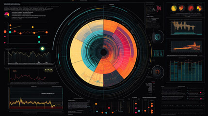 Canvas Print - data visualization of financial performance, including a radial chart for quarterly profit breakdown