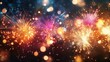 © KRCOKE - Vibrant Fireworks Display with Bokeh Lights in Night Sky