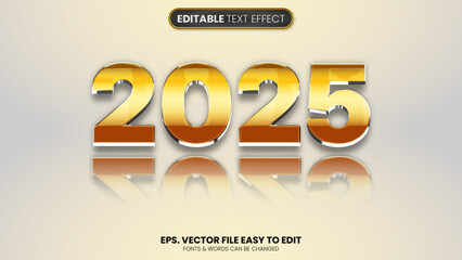 Wall Mural - premium 2025 gold editable text effect