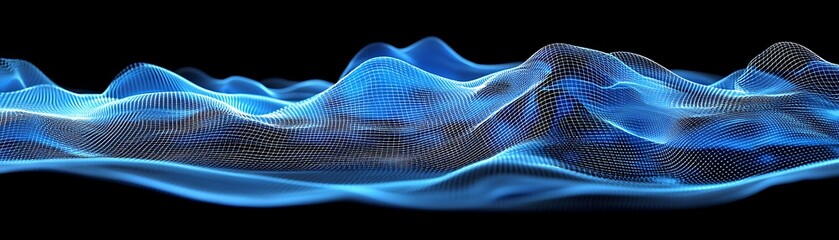 Abstract Blue Digital Waveform Landscape Design