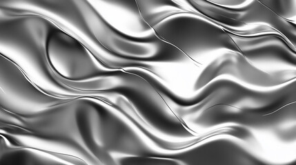 Wall Mural - Silver texture backgrounds silk transportation Shiny light grey crumpled metallic chrome foil

