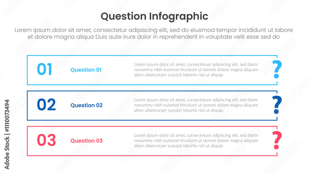 question infographic template banner with long outline rectangle stack ...