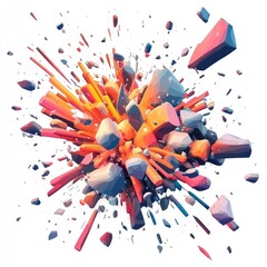 Wall Mural - abstract explosion of colorful geometric shapes.