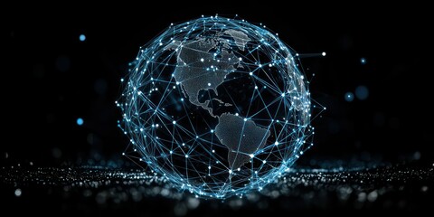 Wall Mural - a clean and modern icon of a globe with interconnected lines and nodes, symbolizing global