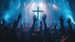 © Boomanoid - Crowd raising hands during worship service