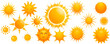 © Natural PNG - Sunny Collection: A vibrant set of sun illustrations, showcasing various styles and sizes, perfect for adding a cheerful touch to your designs.