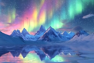 Polar lights over the glacier
