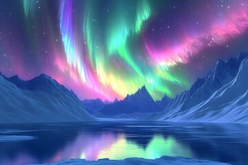 Polar lights over the glacier
