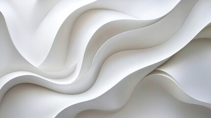 abstract white waves softly overlapping, creating depth on a clean white background