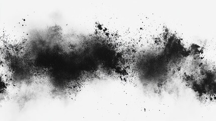 Wall Mural - black powder explosion on white background.