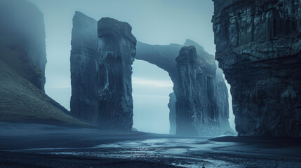 Surreal and otherworldly landscapes that defy reality copy space