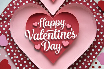 happy valentines day greeting card banner lettering romantic red pink love heart theme background