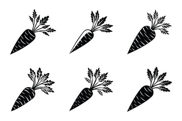 Wall Mural - carrot with leaves outline silhouette icon set on white background