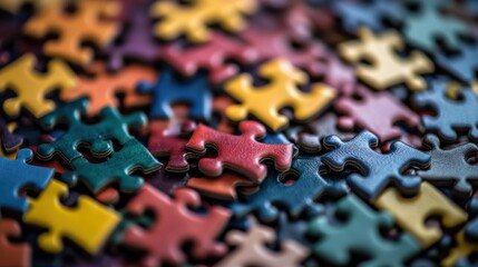 Wall Mural - a striking image of a diverse group of puzzle pieces coming together to form a complete picture, sym