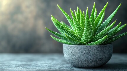 Sticker - Aloe Vera plant in stylish pot against a softly blurred background showcasing natural beauty and minimalistic home decor