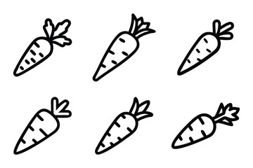 Wall Mural - carrot with leaves outline silhouette icon set on white background