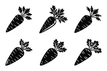 Wall Mural - carrot with leaves outline silhouette icon set on white background