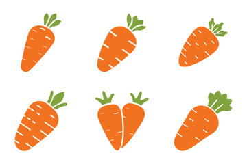 Wall Mural - carrot with leaves outline silhouette icon set on white background